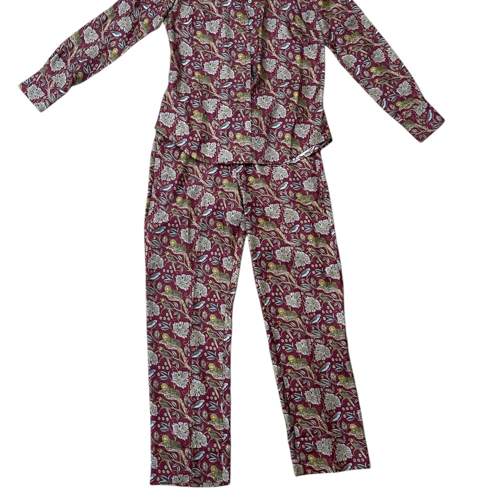 J. Crew 2-piece Silk Set - Burgundy and Olive Floral
